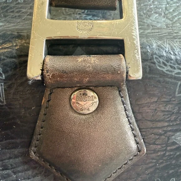 MCM Black Monogram Leather Satchel with Snakeskin and Lion Motif - Picture 7 of 9